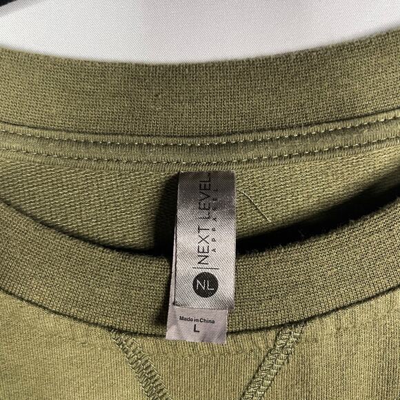 Next Level Womens Large L Olive Green Crew Neck Sweatshirt Comfy Cotton Casual - Picture 6 of 7